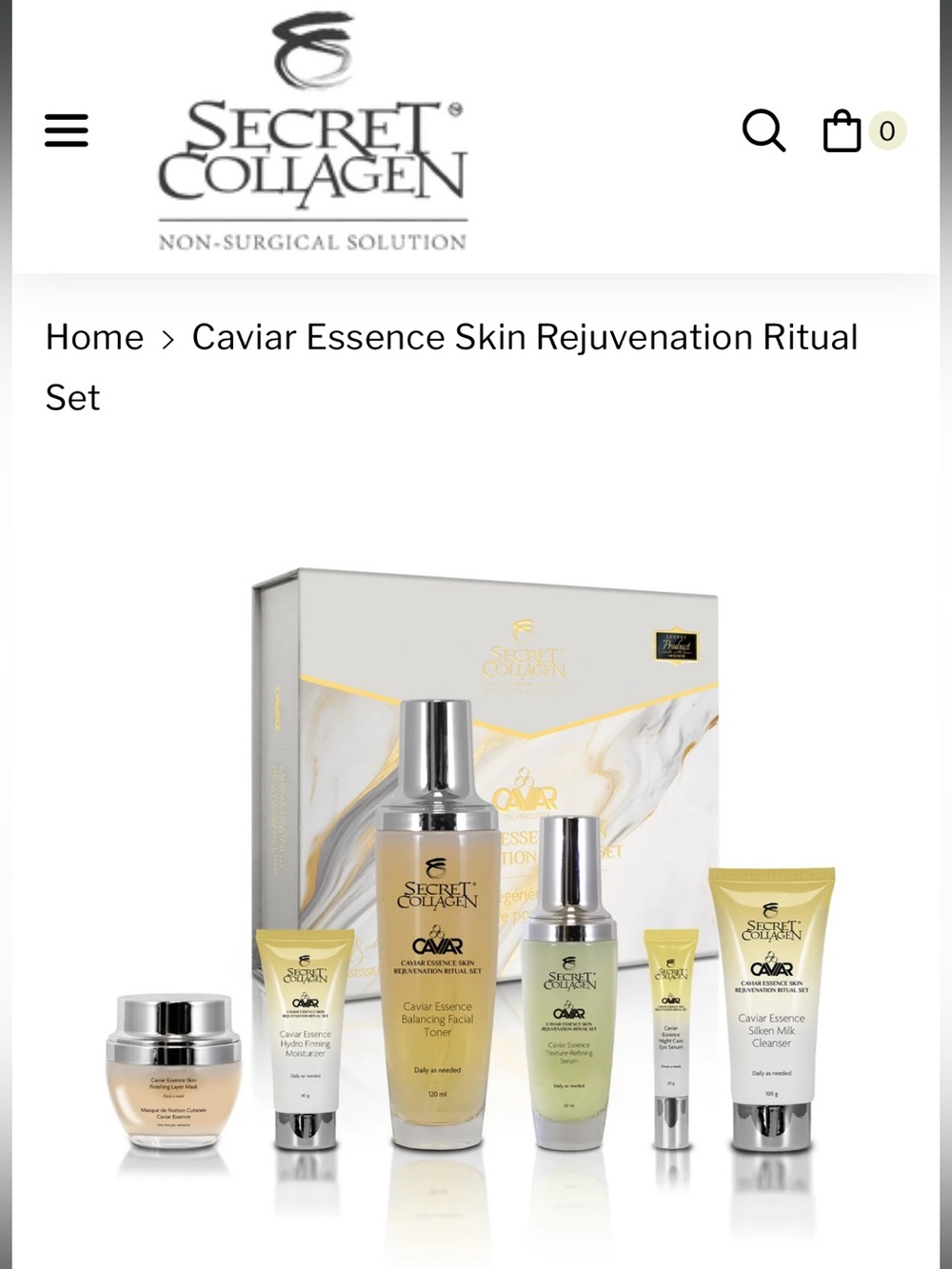 Caviar Essence Skin Rejuvenation Set — Gold and Cream